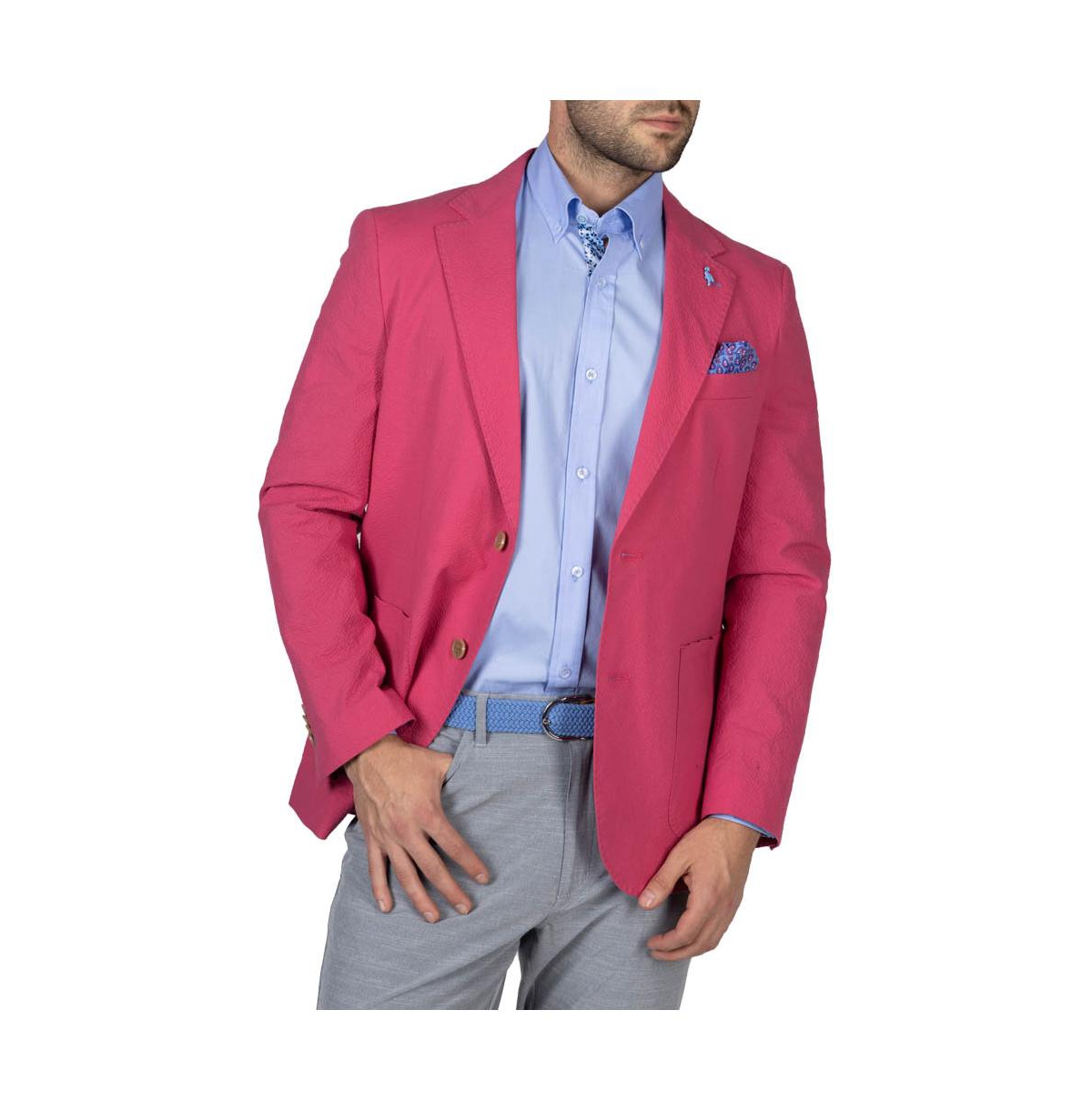 Tailorbyrd Modern Fit Solid Seersucker Sport Coat In Red