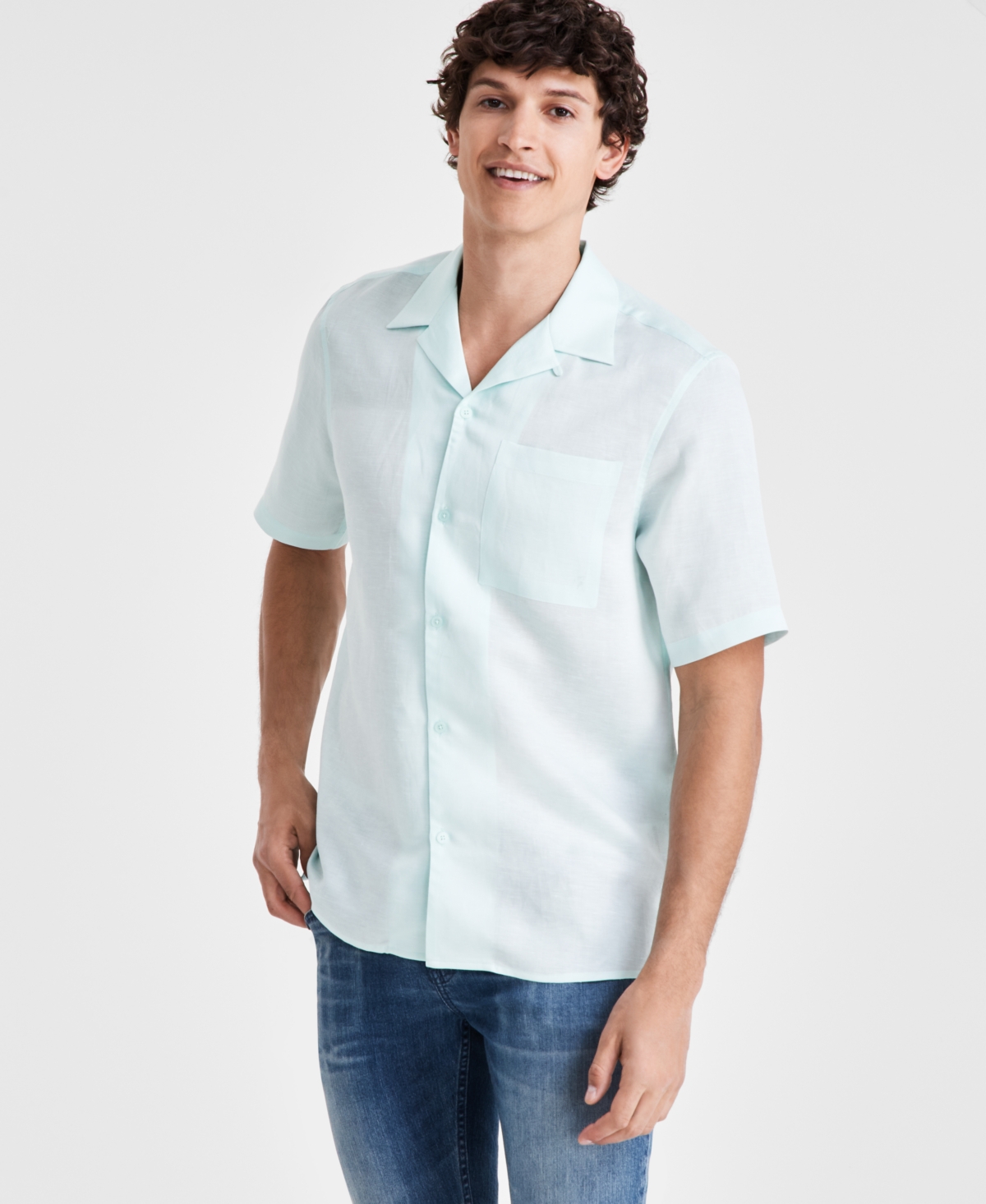 Shop Inc International Concepts Men's Kylo Camp Shirt, Created For Macy's In Sunlit Aqua