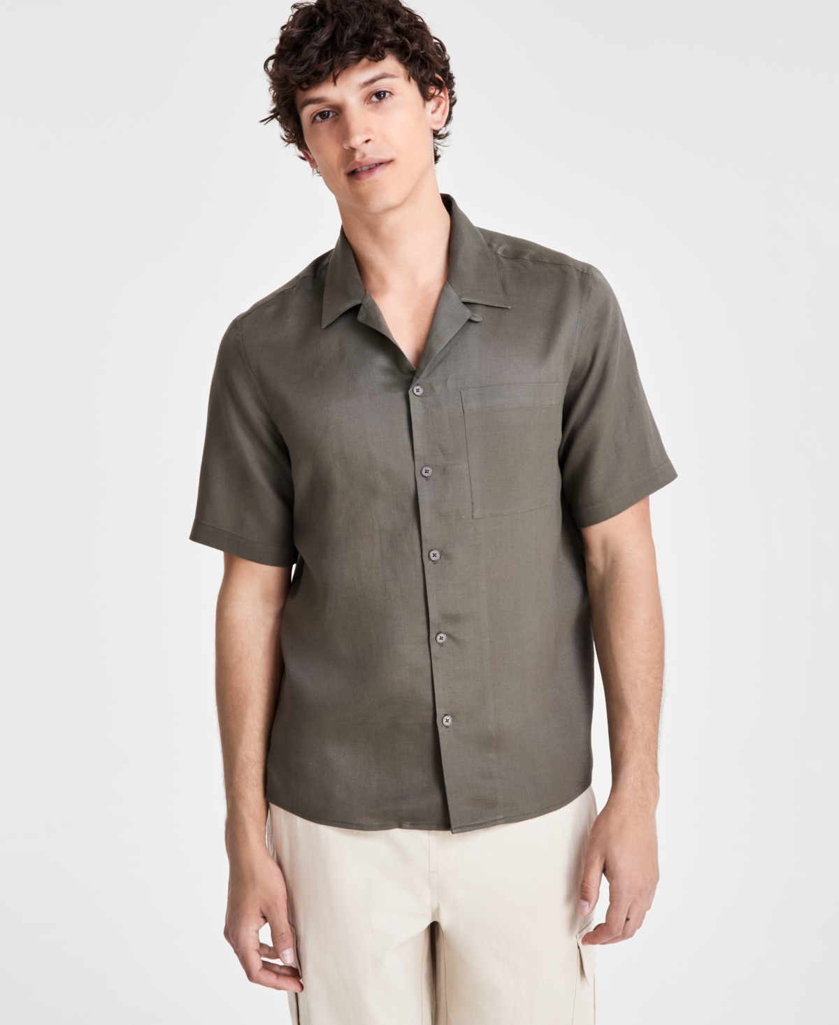 Shop Inc International Concepts Men's Kylo Camp Shirt, Created For Macy's In Olive Twist