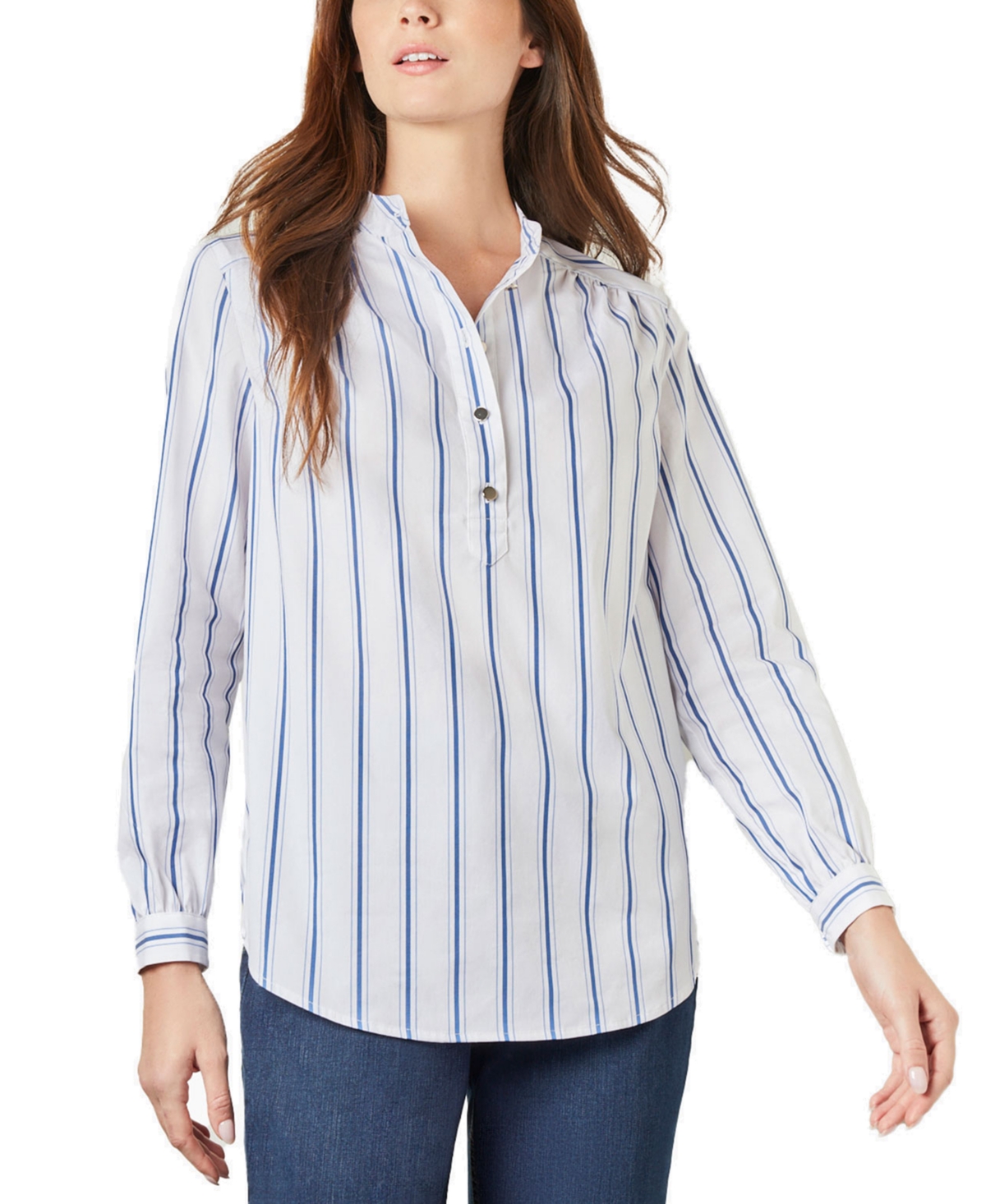 Women's Striped Poplin Relaxed-Fit Shirt - Multi