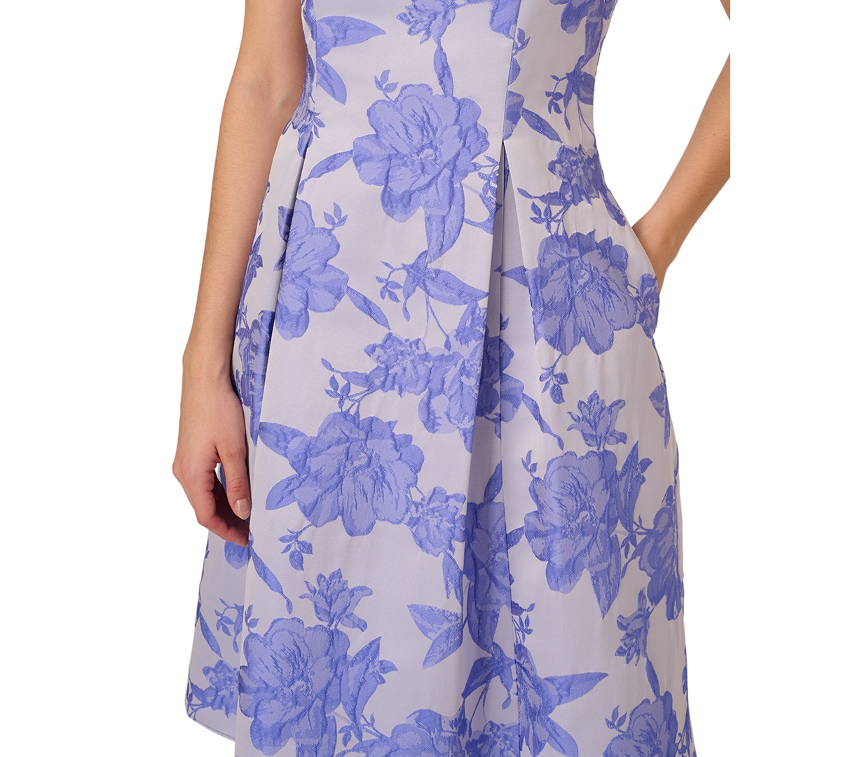 Shop Adrianna Papell Women's Printed Boat-neck Sleeveless Dress In Pericruise