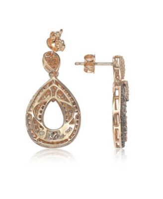 Suzy Levian Sterling Silver Cubic Zirconia Triple Row Tear Drop Dangle Earrings