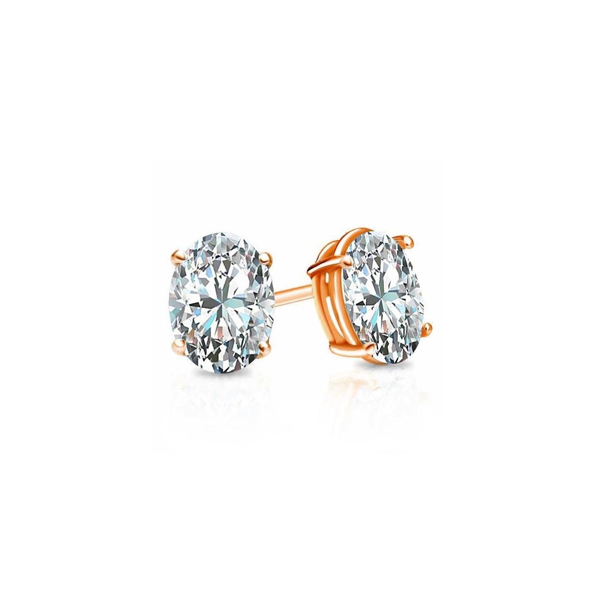 Suzy Levian New York Suzy Levian Sterling Silver Cubic Zirconia Oval-Cut Classic Stud Earrings