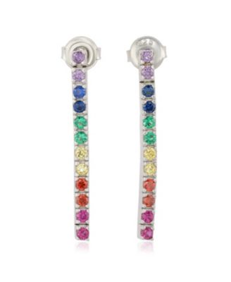 Suzy Levian Sterling Silver Cubic Zirconia Tennis Line Dangle Earrings