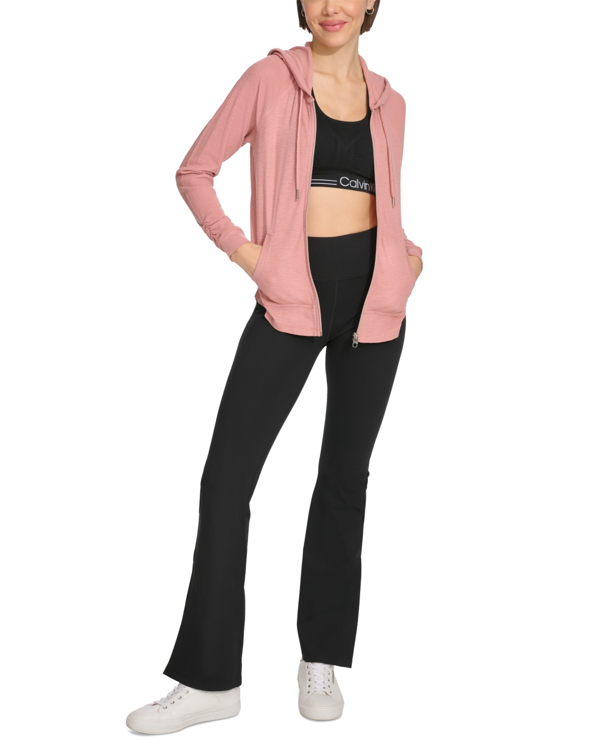 Calvin Klein Performance Ruched-Sleeve Zip Hoodie, Xs-3X