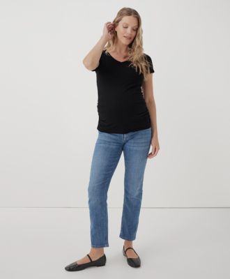Maternity Organic Cotton Ruched V-Neck Tee