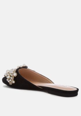 Women's Women Astre Pearl Embellished Shimmer Mules