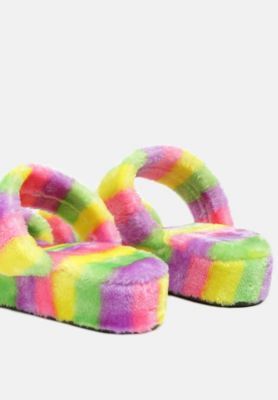 Womens Fur Slip On s Flat