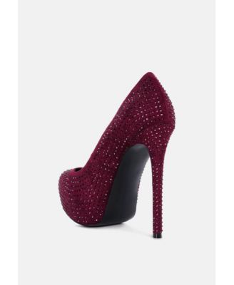 clarisse diamante faux suede high heeled pumps