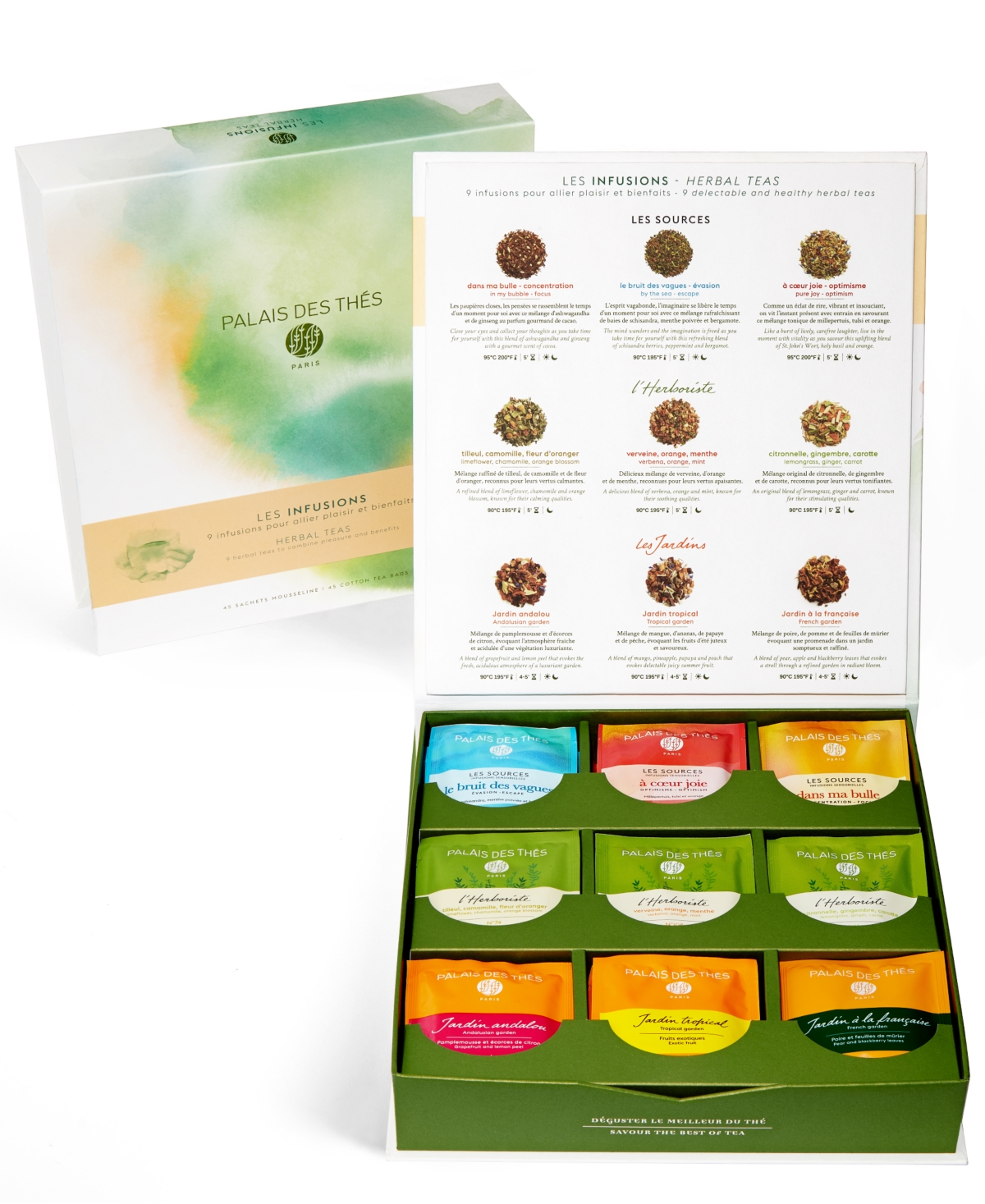 Palais Des Thes Herbal Tea Assortment Gift Set, 45 Piece In Green