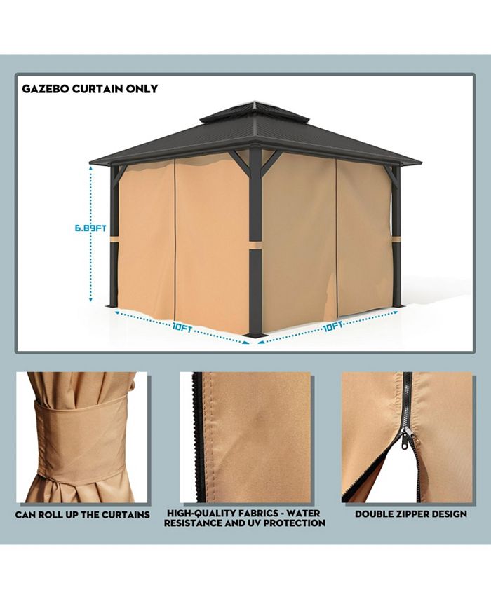 Aoodor 10' x 10' Gazebo Curtain Set Protecting Privacy Side Walls 4 ...