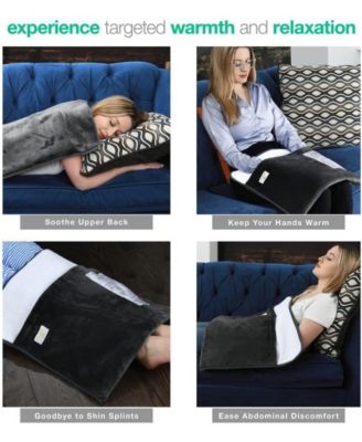 Foot Warmer Electric Heated Foot Warmer - Extra Large Foot Heating Pad for Bed, Office, Under Desk,- 3 Temperature Settings, Auto Shut Off, Machine Washable - Flannel Grey