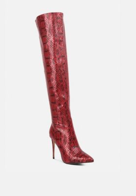 Women's Catalina Snake Print Stiletto Knee Boots