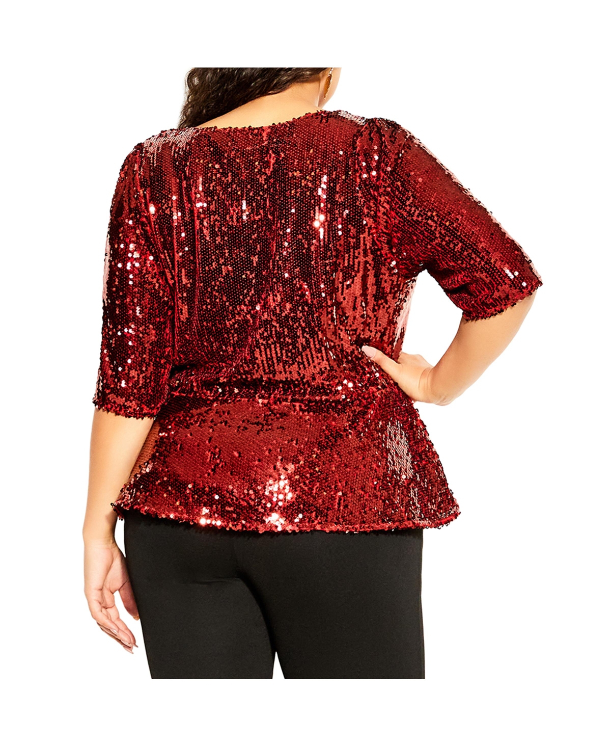 City Chic Women's Sequin Puff Top
