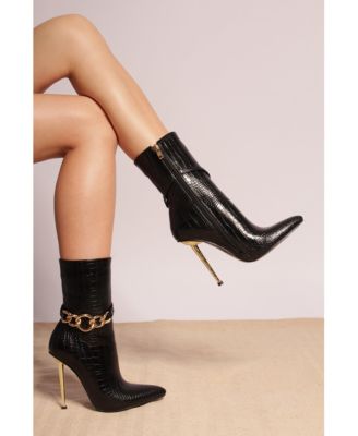 nicole croc patterned high heeled  boots