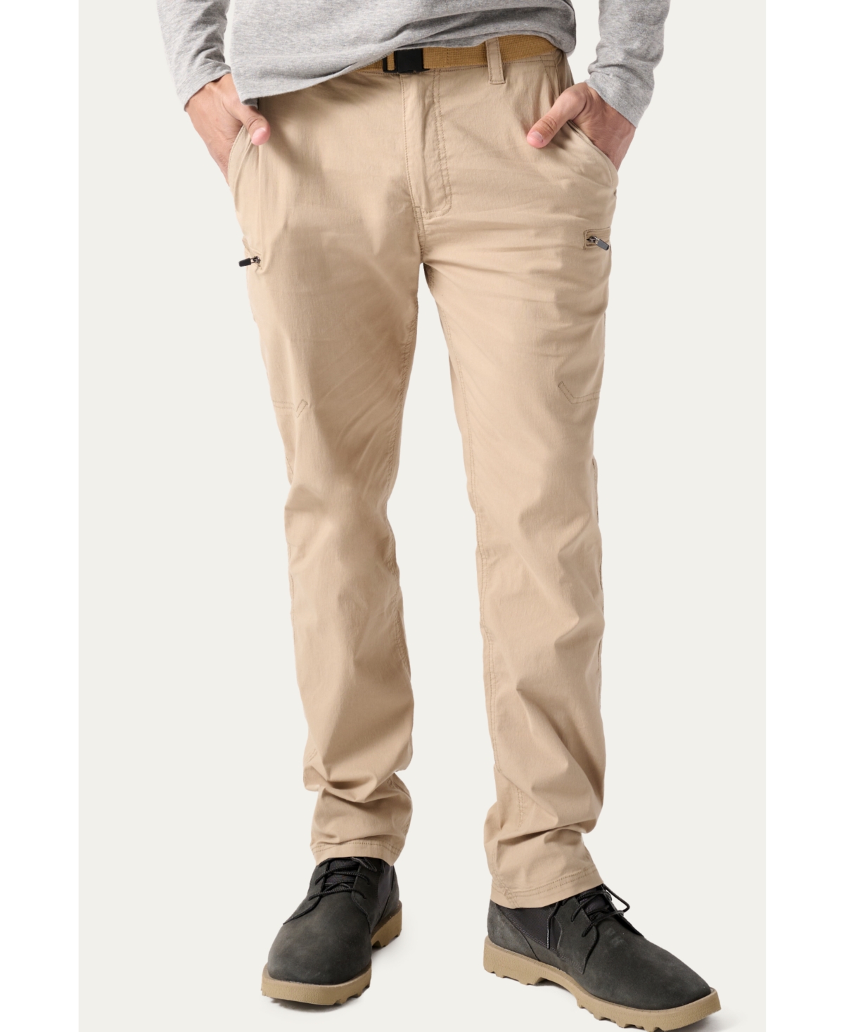 Journeymen Stretch Belted Men's Cargo Pant - Natural gray