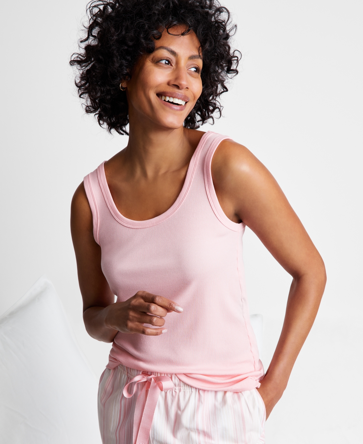 Shop State Of Day Women's Ribbed Modal Sleep Tank Top Xs-3x, Created For Macy's In Satin Pink