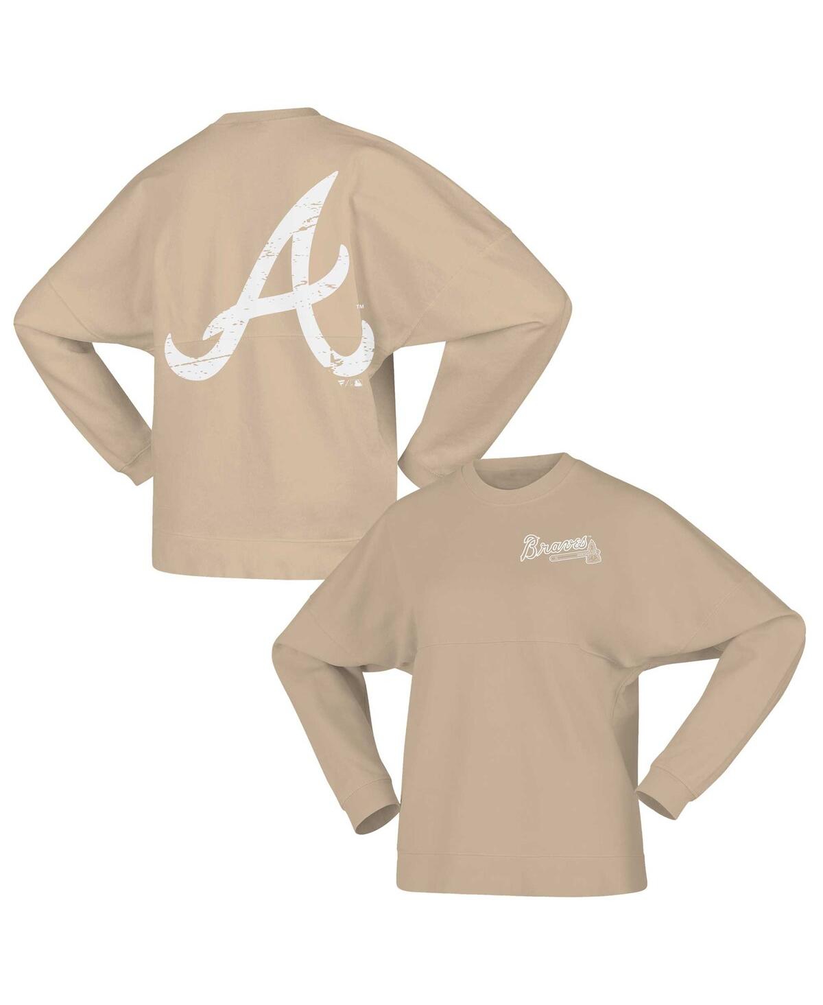 Fanatics Women's  Tan Atlanta Braves Branded Fleece Pullover Sweatshirt