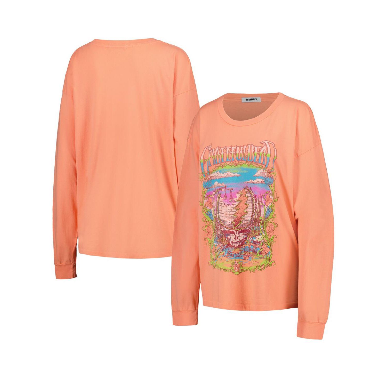 Women's Coral The Grateful Dead Merch Long Sleeve T-shirt