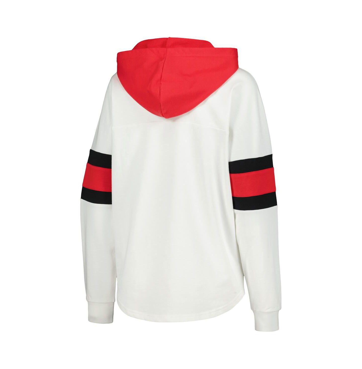 Женское худи G-III 4Her by Carl Banks White, Red Detroit Red Wings Goal Zone Long Sleeve Lace-Up T-shirt — фото 2