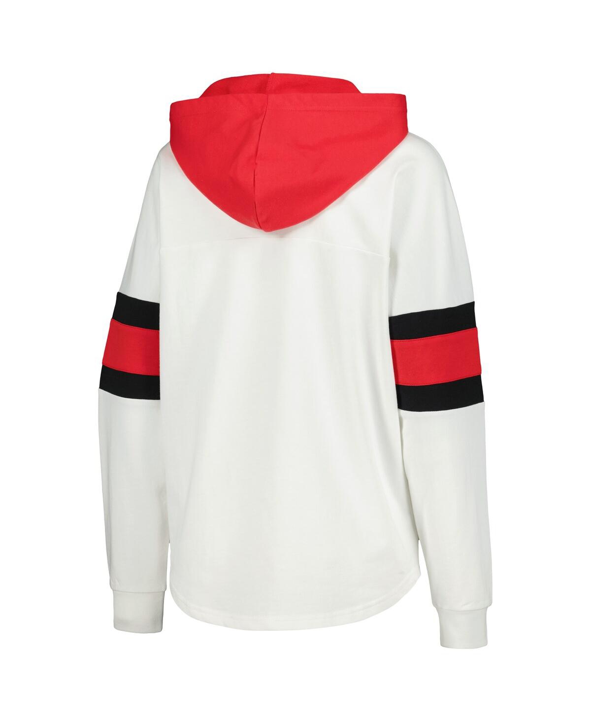 Shop G-iii 4her By Carl Banks Women's  White, Red Detroit Red Wings Goal Zone Long Sleeve Lace-up Hoodie T In White,red