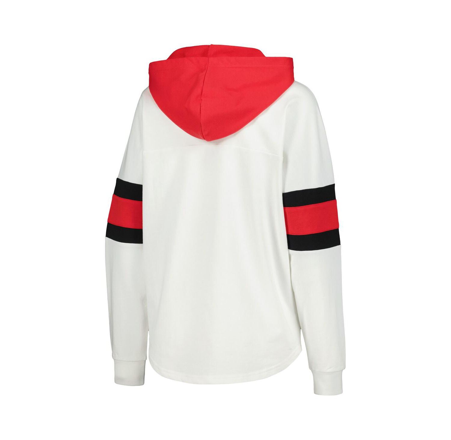 Women's White, Red Detroit Red Wings Goal Zone Long Sleeve Lace-Up Hoodie T-shirt