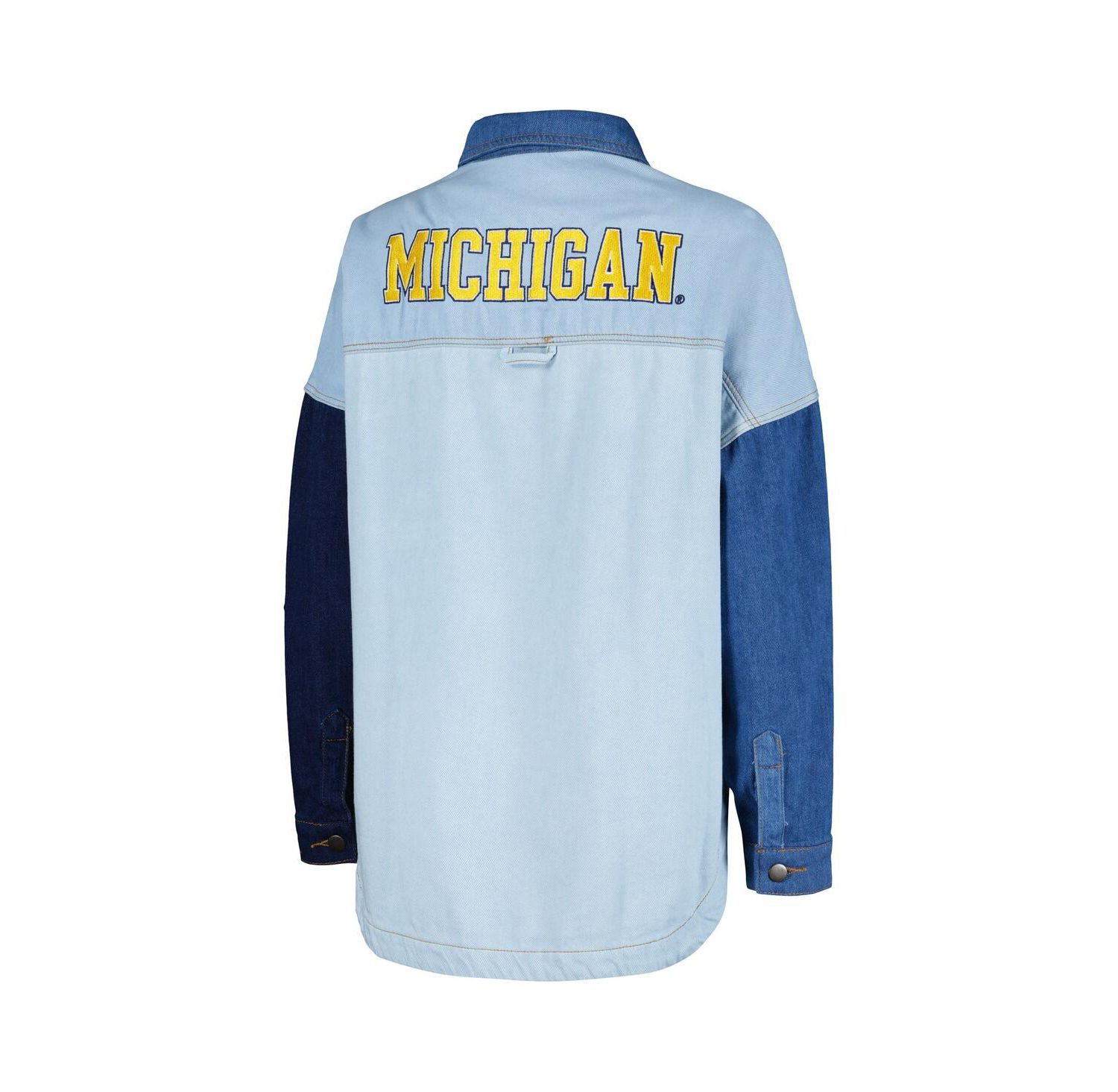Women's Denim Michigan Wolverines Multi-Hit Hometown Full-Snap Jacket