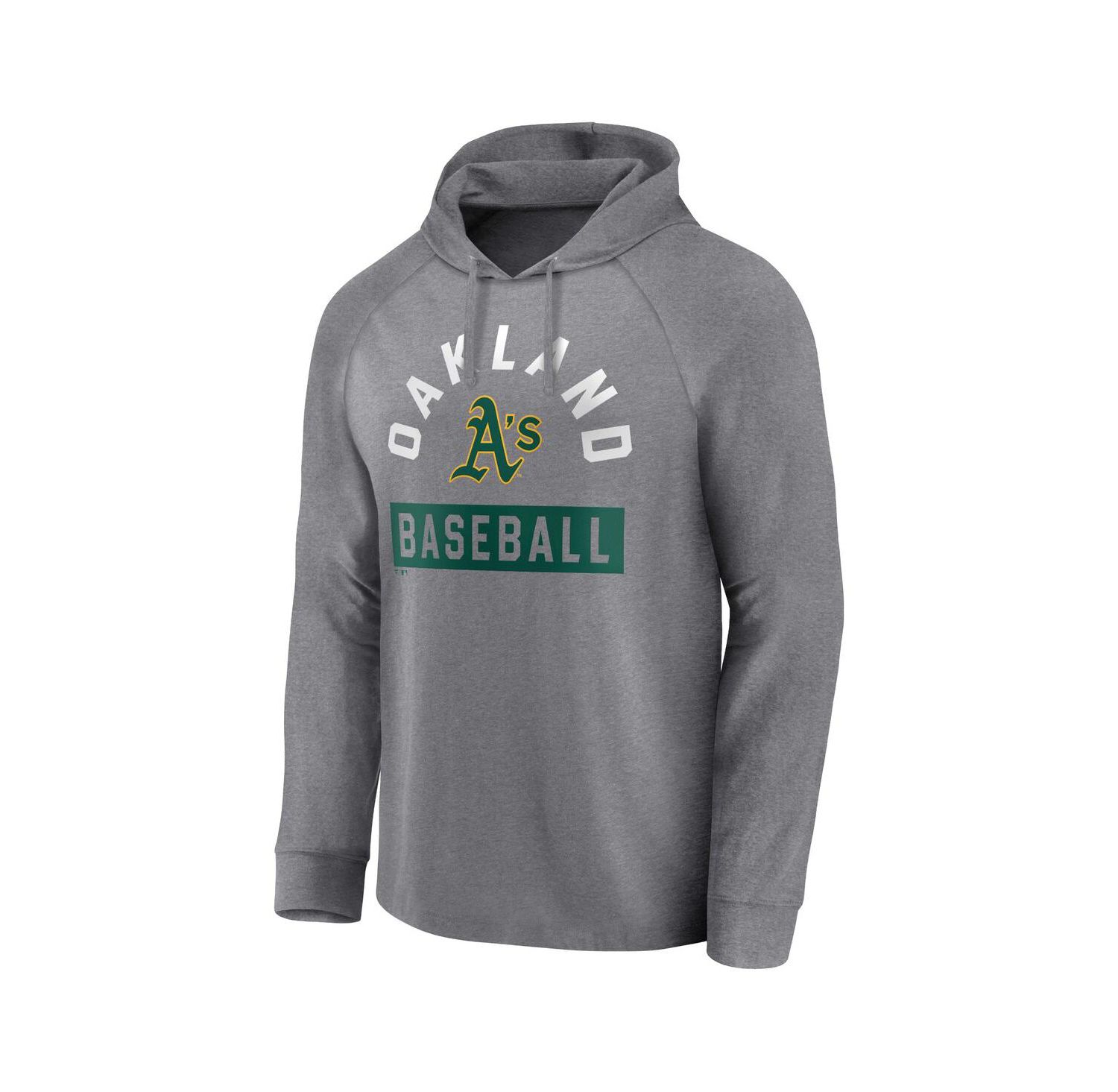 Men's Gray Oakland Athletics No Time Off Raglan Pullover Hoodie