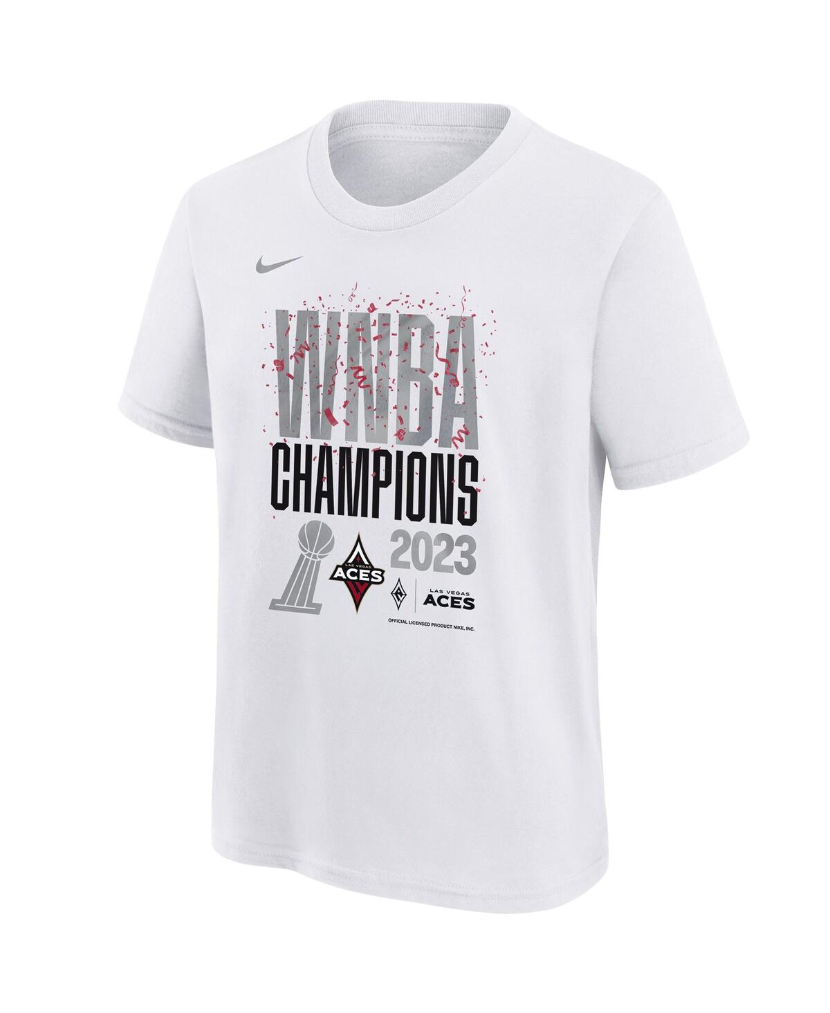 Shop Nike Big Boys And Girls  White Las Vegas Aces 2023 Wnba Finals Champions Authentic Parade T-shirt
