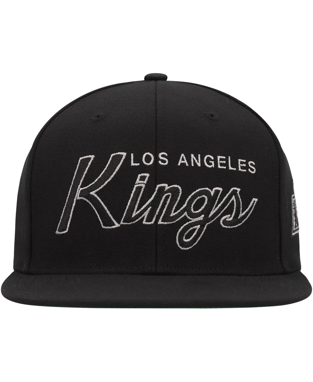 Mitchell & Ness Men's  Black Los Angeles Kings Core Team Script 2.0 Snapback Hat In Black