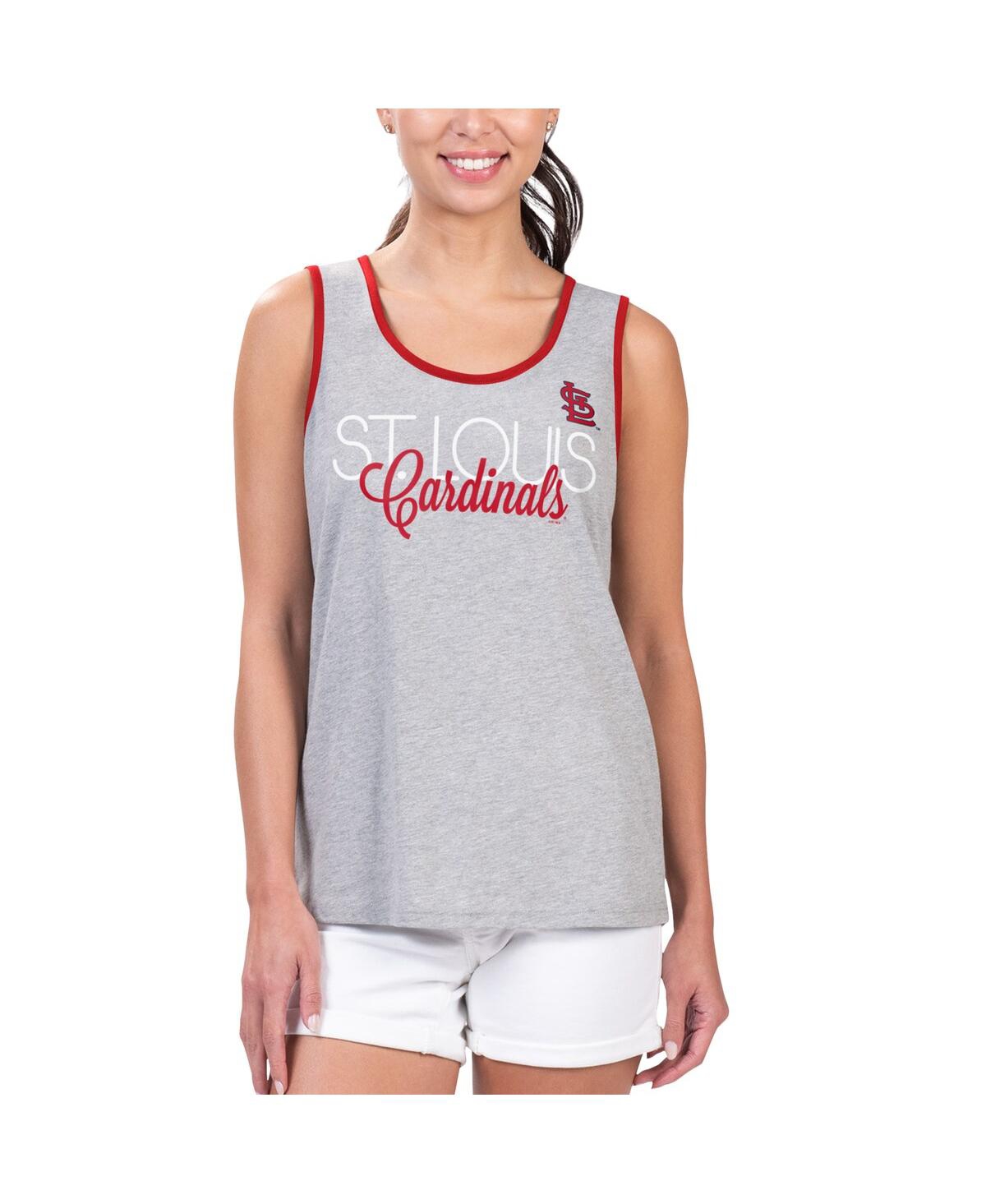 Shop G-iii 4her By Carl Banks Women's  Gray St. Louis Cardinals Fastest Lap Tank Top