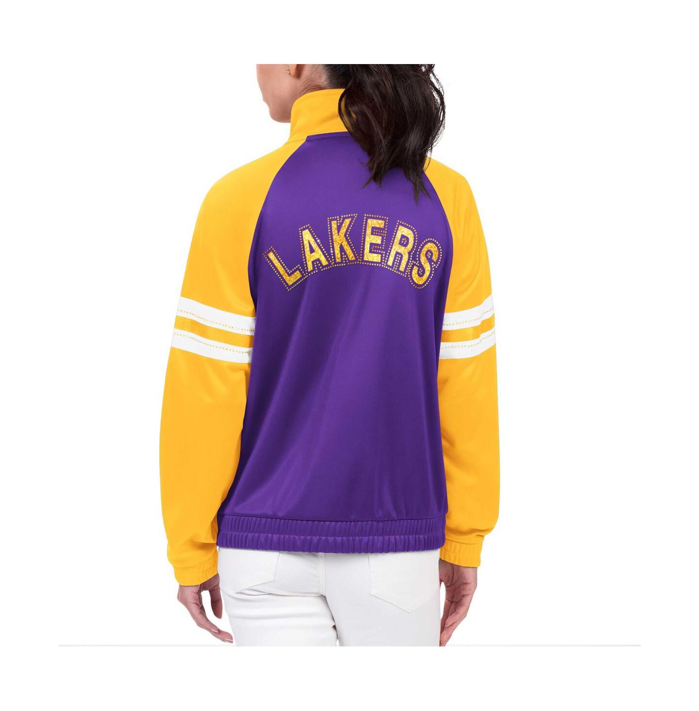 Женская куртка G-III 4Her by Carl Banks Purple Los Angeles Lakers Main Player Raglan Rhinestone Full-Zip Track Jacket — фото 2