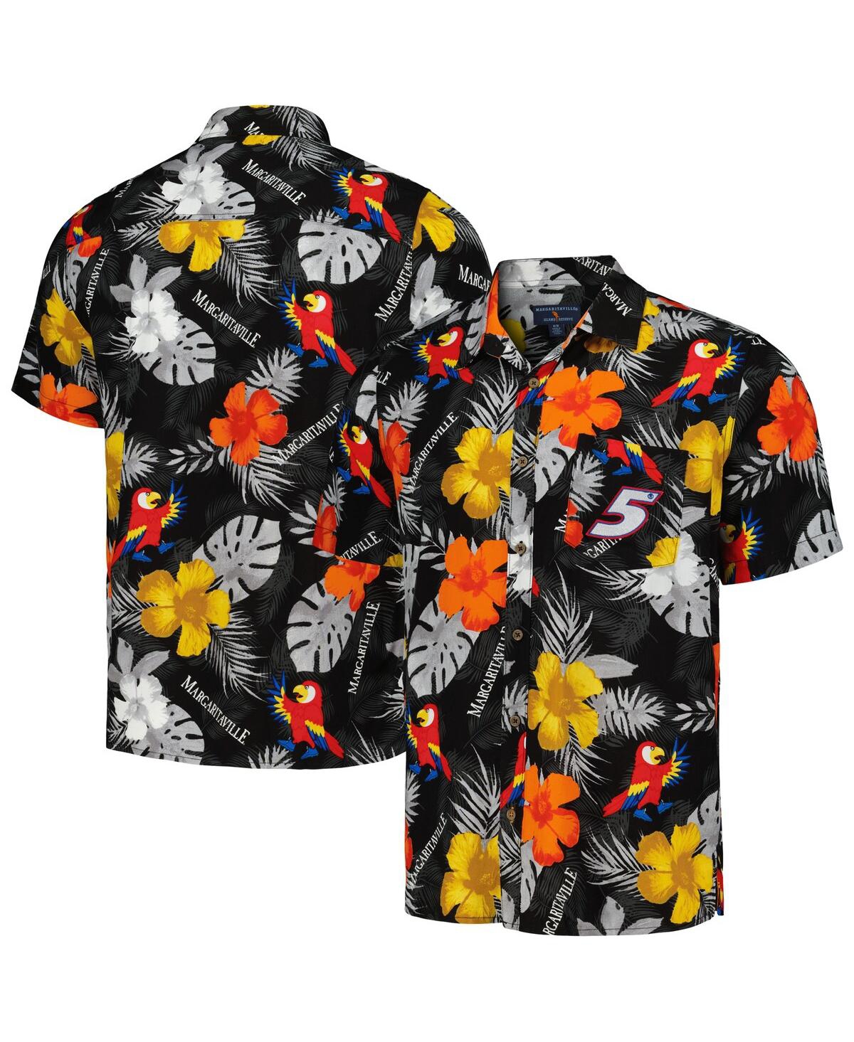 Men's Margaritaville Black Kyle Larson Island Life Floral Party Full-Button Shirt - Black