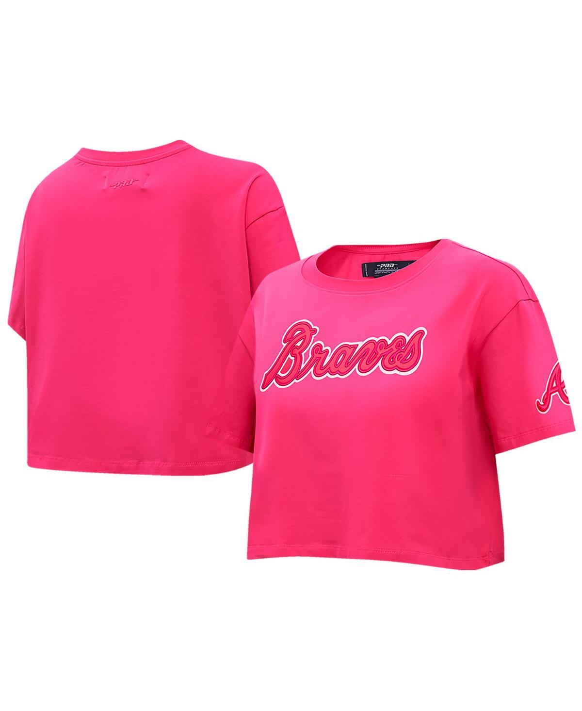 Pro Standard Women's  Pink Atlanta Braves Triple Pink Boxy Cropped T-shirt