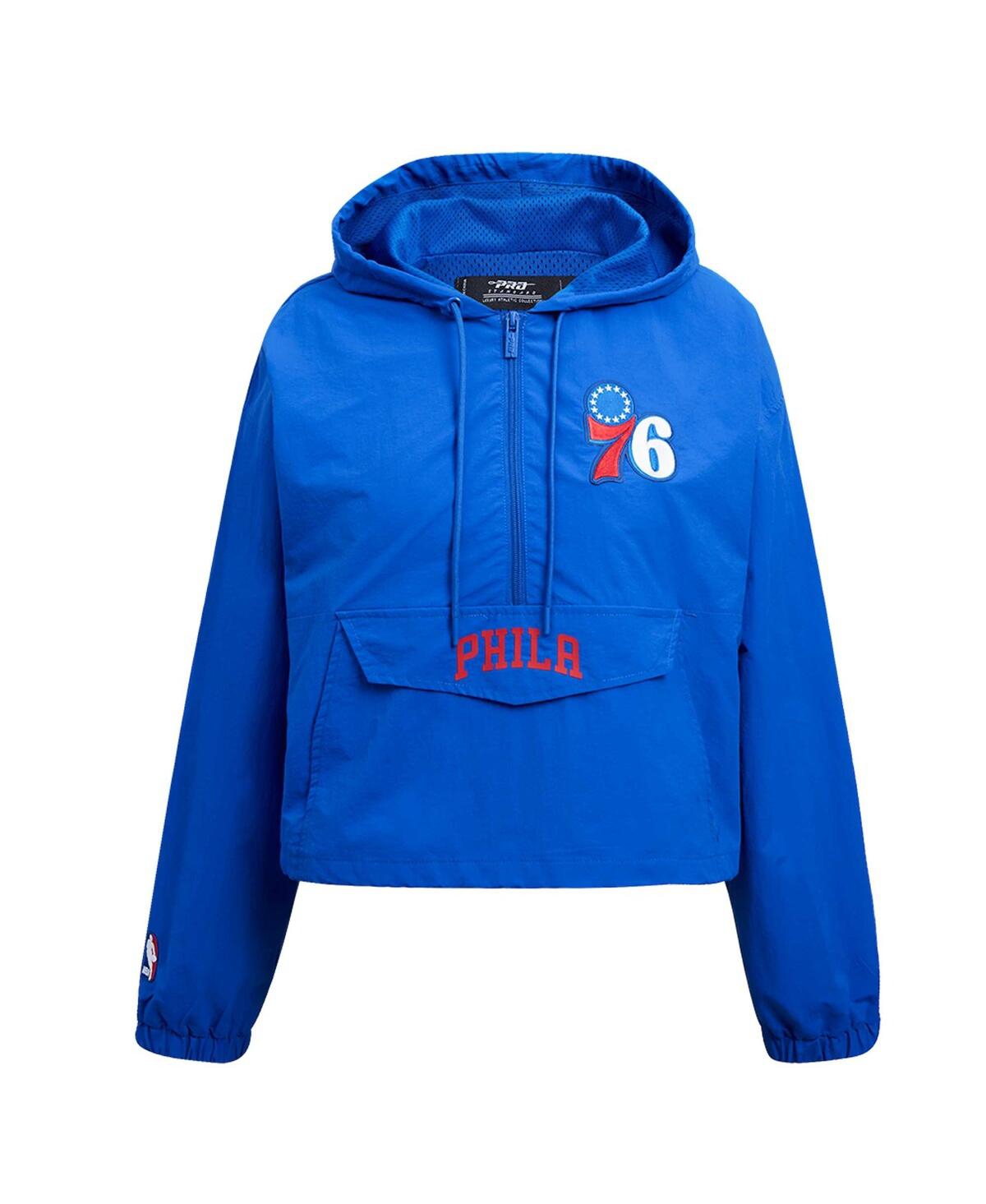 Shop Pro Standard Women's  Royal Philadelphia 76ers Classic Wind Woven Cropped Half-zip Jacket