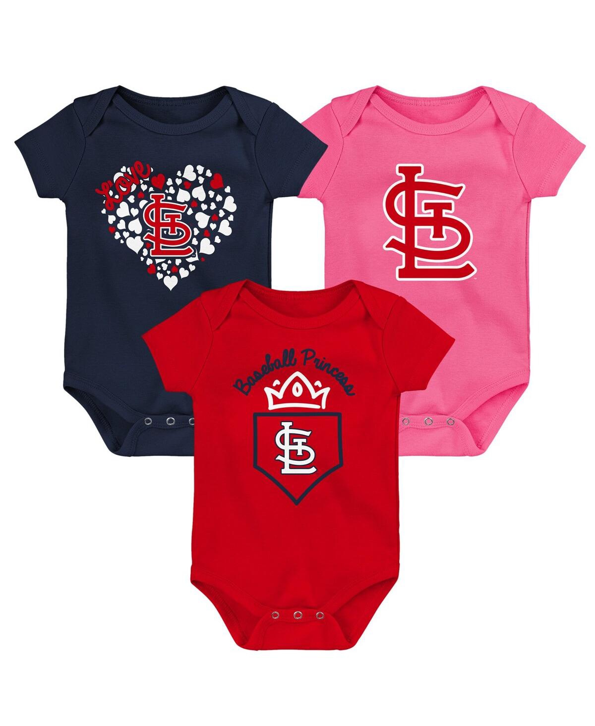 Outerstuff Baby Boys And Girls  St. Louis Cardinals 3-pack Home Run Bodysuit Set In Red