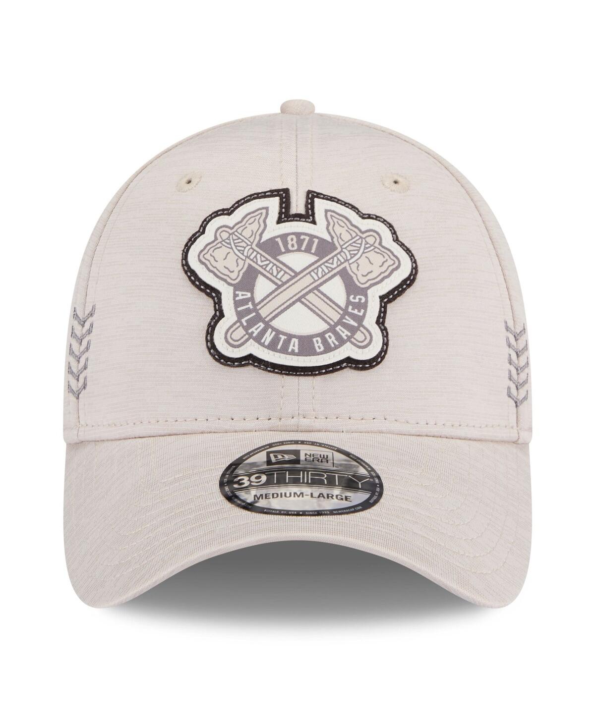 Men's New EraAtlanta Braves 2024 Clubhouse 39THIRTY Flex Fit Hat - Cream