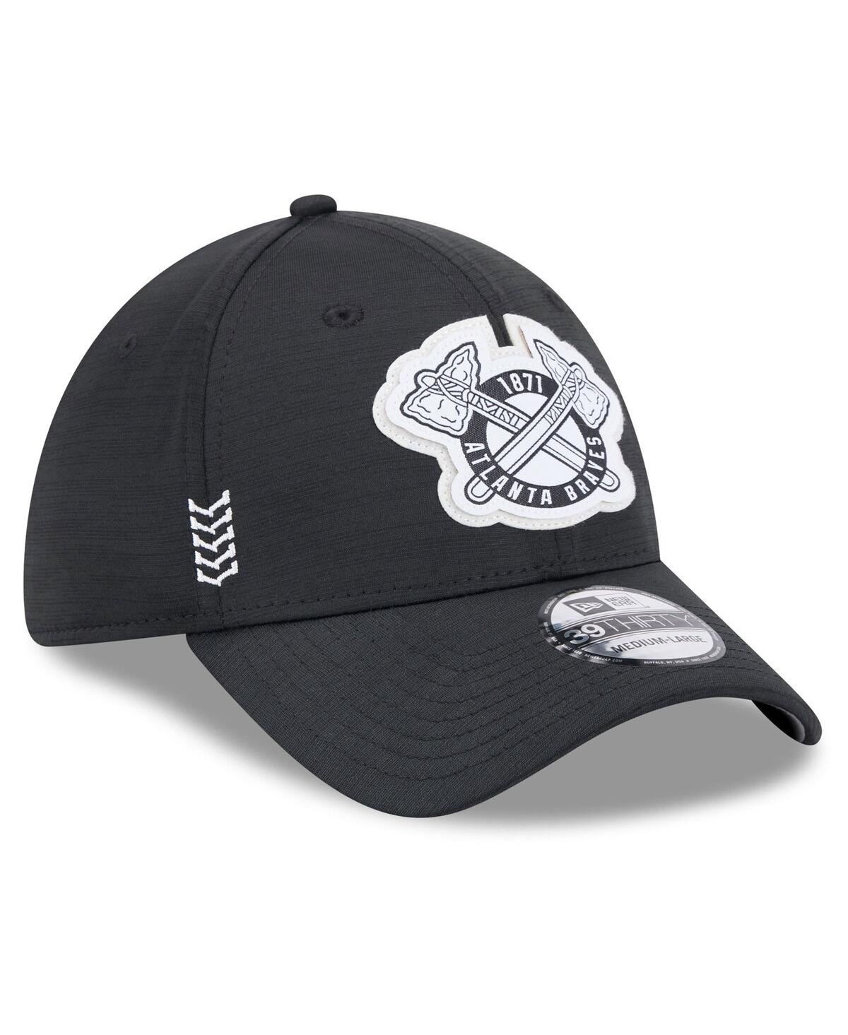 Men's New EraAtlanta Braves 2024 Clubhouse 39THIRTY Flex Fit Hat - Black