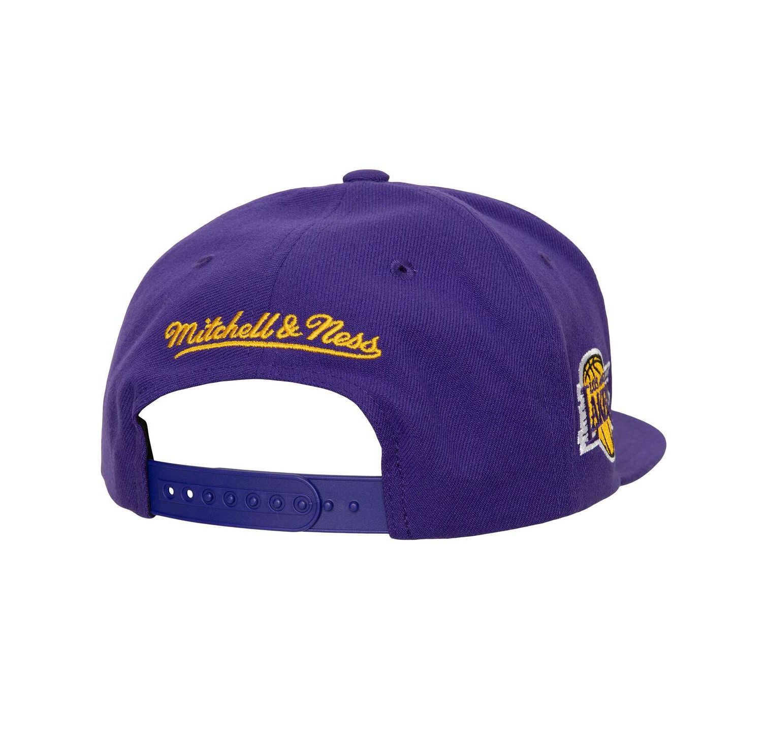Men's White, Purple Los Angeles Lakers Retro Sport Colorblock Script Snapback Hat
