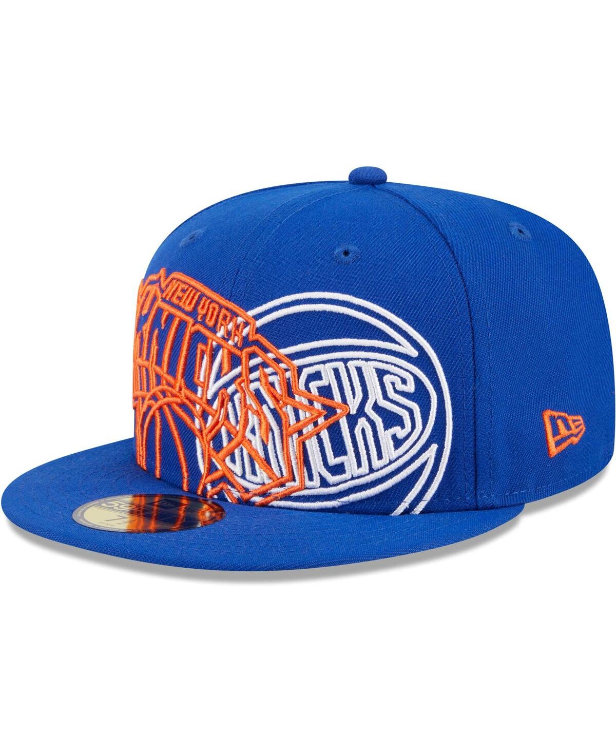 Shop New Era Men's  Blue New York Knicks Game Day Hollow Logo Mashup 59fifty Fitted Hat