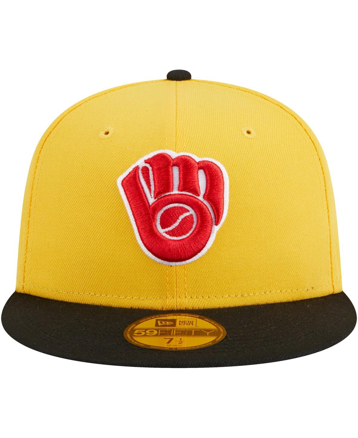Men's New Era Black Milwaukee Brewers Grilled 59FIFTY Fitted Hat - Black