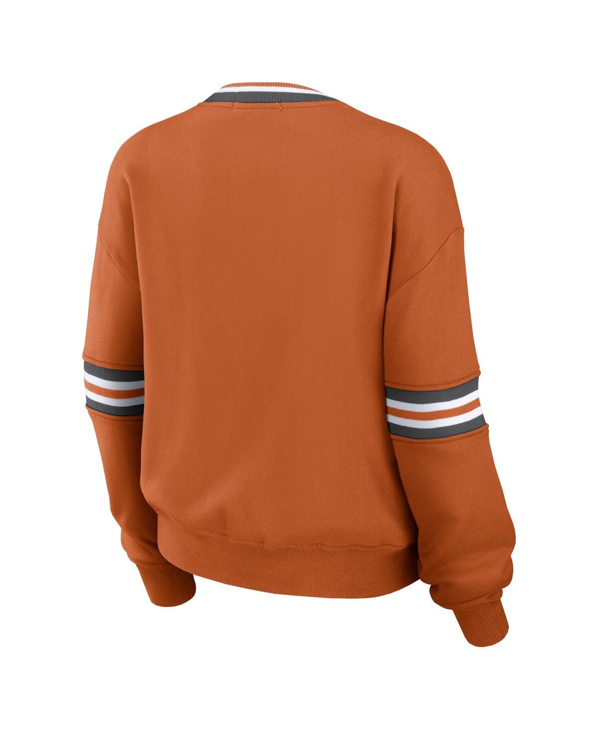 Shop Wear By Erin Andrews Women's  Orange Distressed Texas Longhorns Vintage-like Pullover Sweatshirt