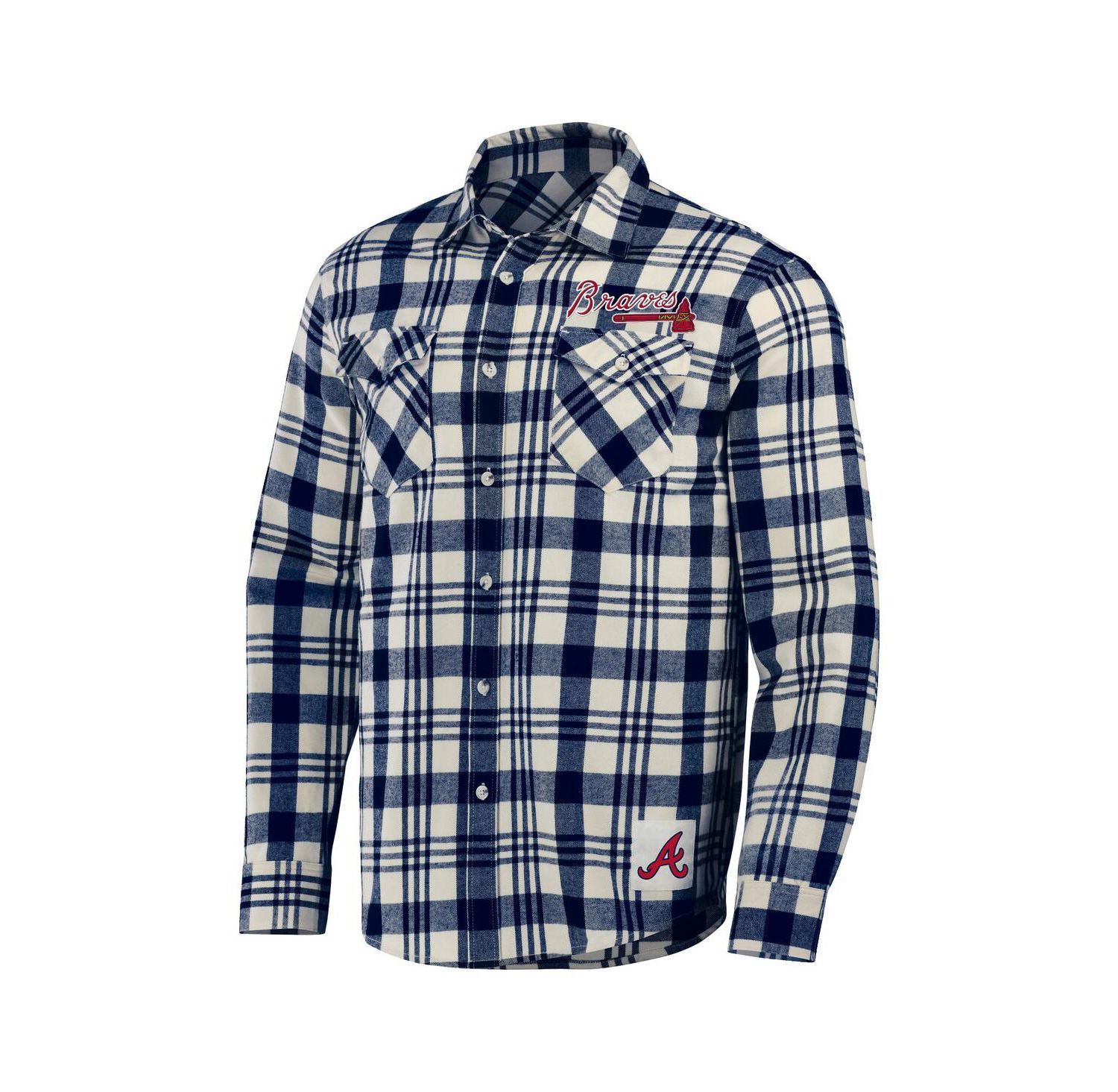 Men's Darius Rucker Collection By Navy Atlanta Braves Plaid Flannel Button-Up Shirt
