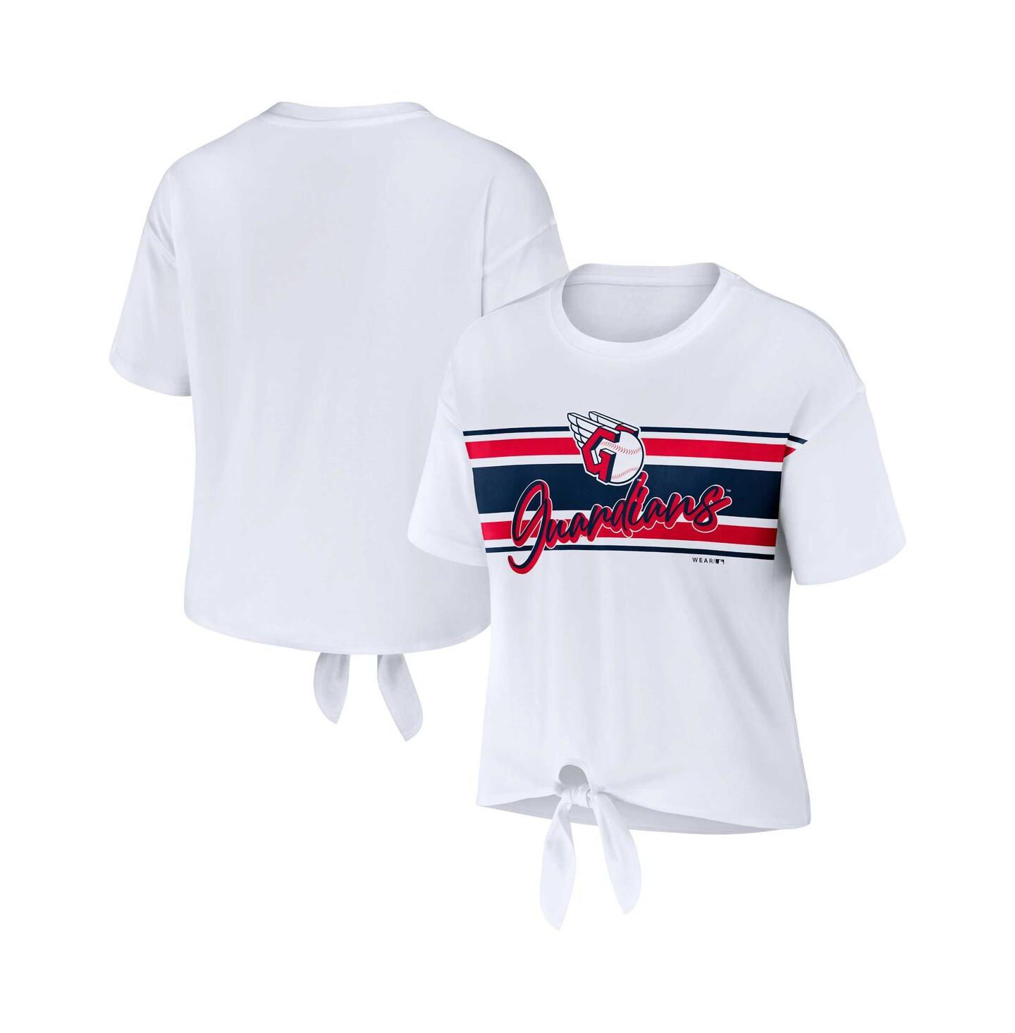 Женская футболка WEAR by Erin Andrews White Cleveland Guardians Front Tie — фото 1