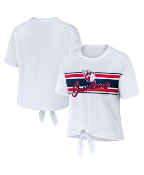 Женская футболка WEAR by Erin Andrews White Cleveland Guardians Front Tie