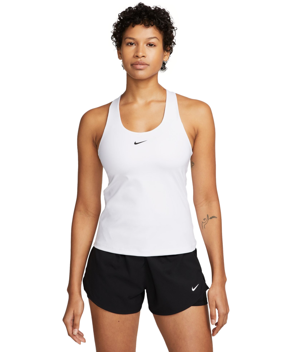Shop Nike Women's Swoosh Medium-support Padded Sports Bra Tank Top In White,stone Mauve,black