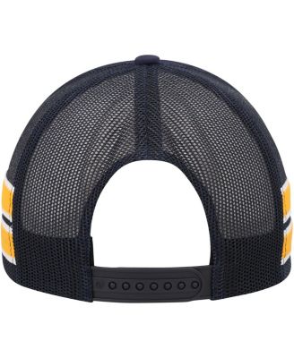 Men's Navy Denver Nuggets Sidebrand Stripes Trucker Adjustable Hat
