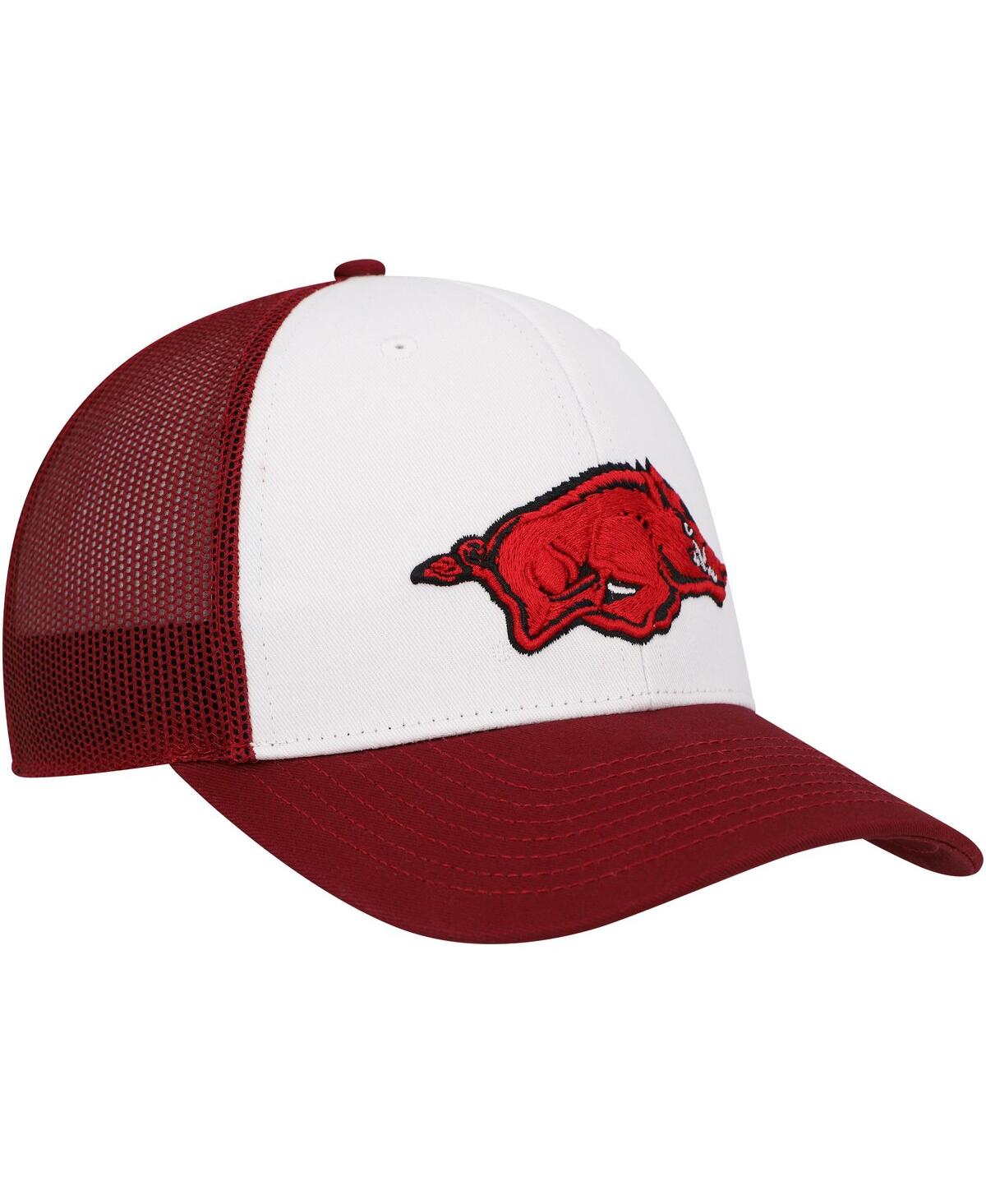 47 Brand Men's ' White, Cardinal Arkansas Razorbacks Freshman Trucker Adjustable Hat In White,cardinal