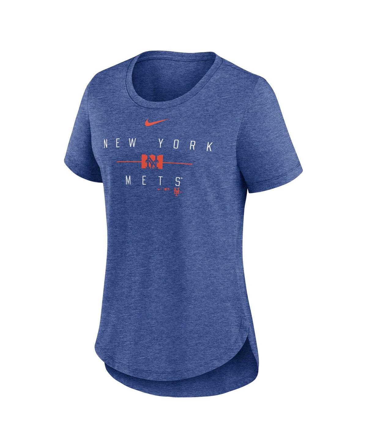 Shop Nike Women's  Heather Royal New York Mets Knockout Team Stack Tri-blend T-shirt