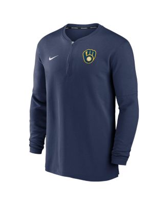Men's Navy Milwaukee Brewers Authentic Collection Game Time Performance Quarter-Zip Top